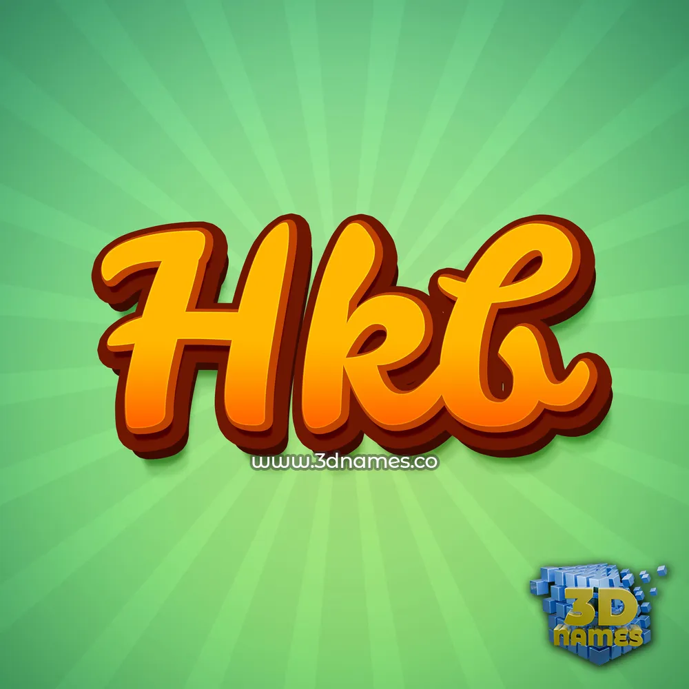 hkb in Green Rays style - 3D name wallpaper