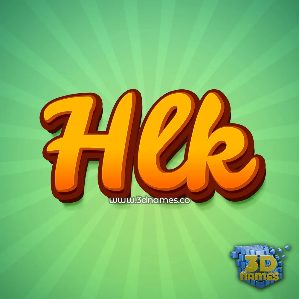 hlk in Green Rays style - 3D name wallpaper