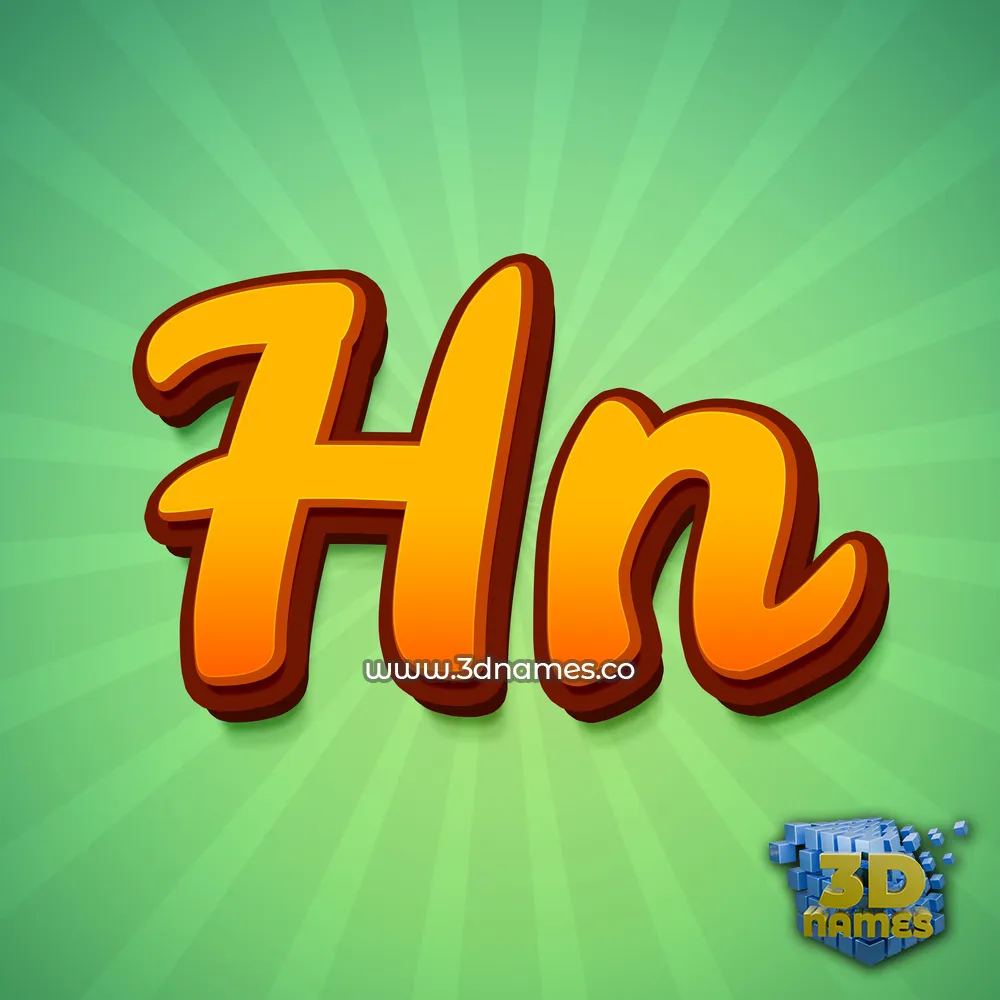 hn in Green Rays style - 3D name wallpaper