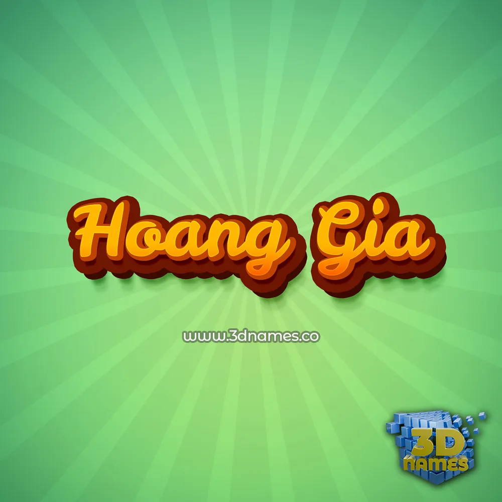 hoang gia in Green Rays style - 3D name wallpaper