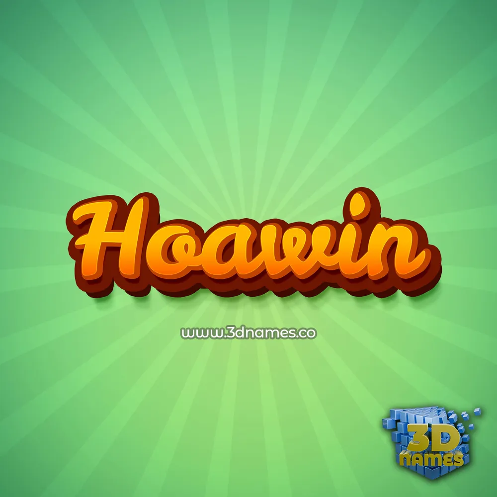 hoawin in Green Rays style - 3D name wallpaper