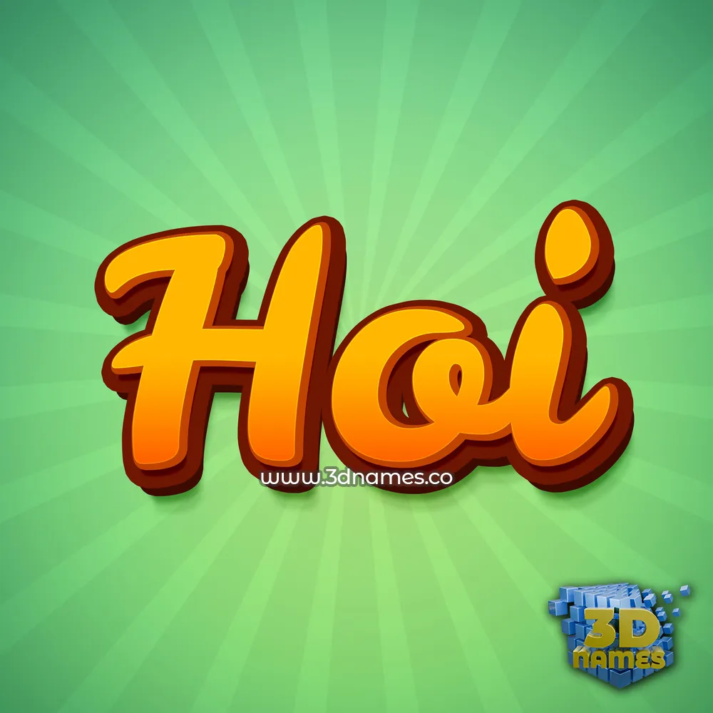 hoi in Green Rays style - 3D name wallpaper