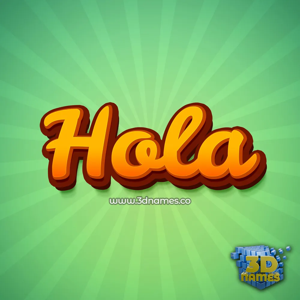 hola in Green Rays style - 3D name wallpaper
