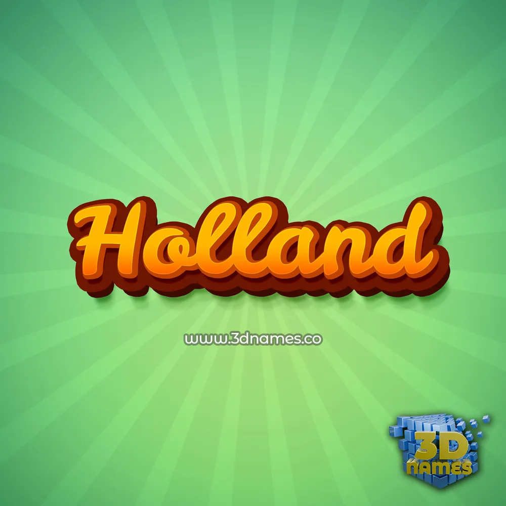 holland in Green Rays style - 3D name wallpaper