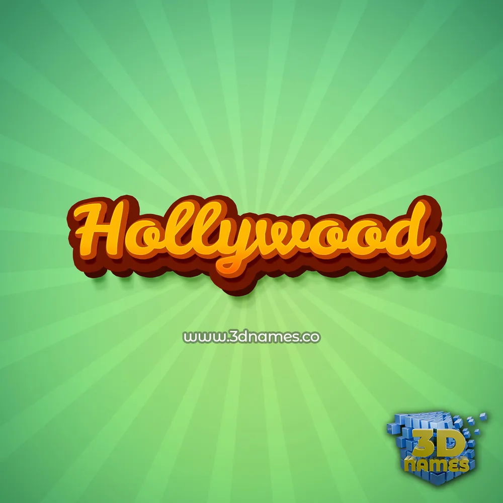 hollywood in Green Rays style - 3D name wallpaper