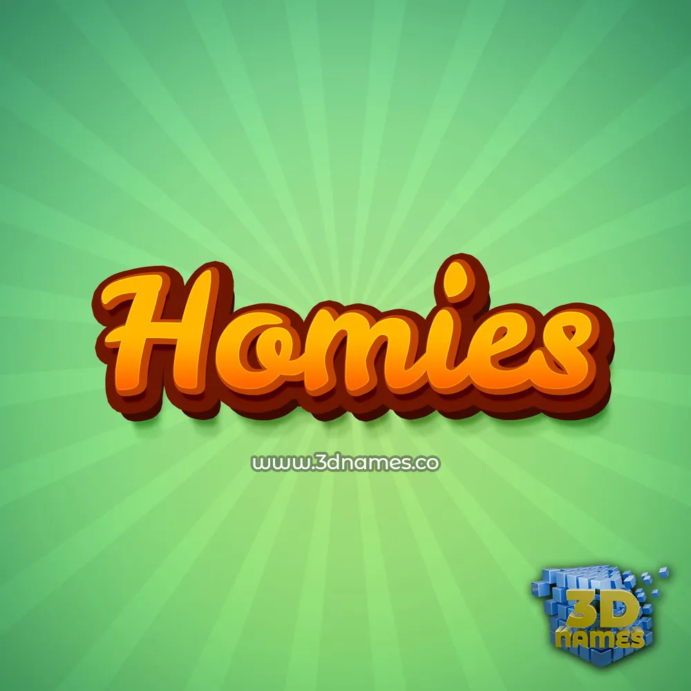 homies in Green Rays style - 3D name wallpaper
