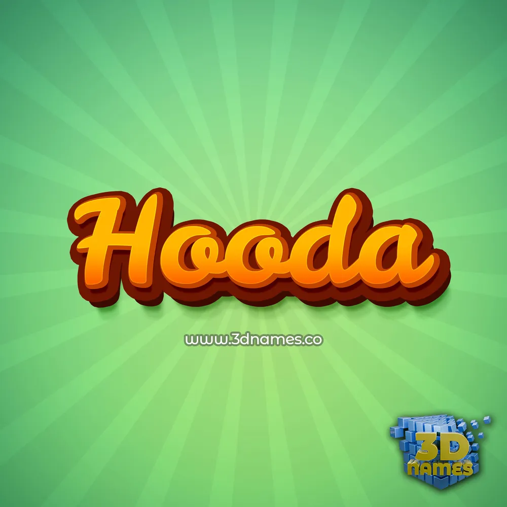 hooda in Green Rays style - 3D name wallpaper