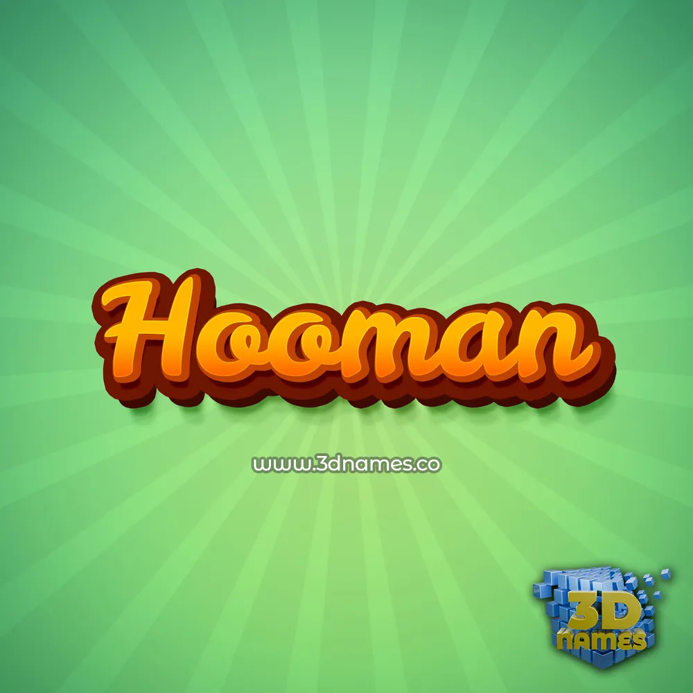 hooman in Green Rays style - 3D name wallpaper