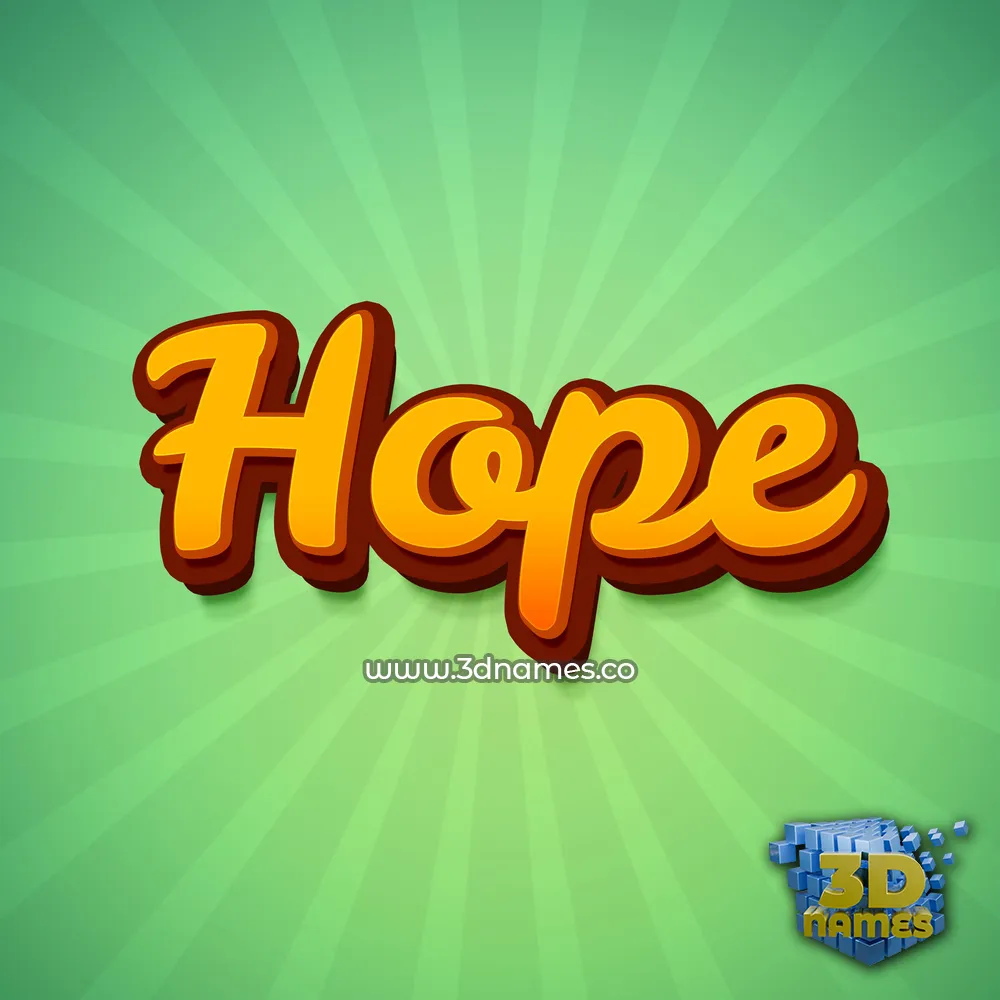 hope in Green Rays style - 3D name wallpaper