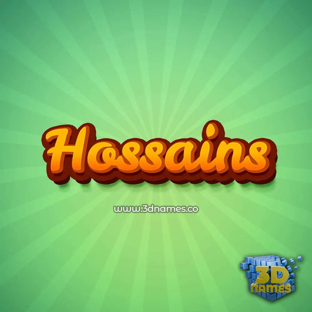 hossains in Green Rays style - 3D name wallpaper