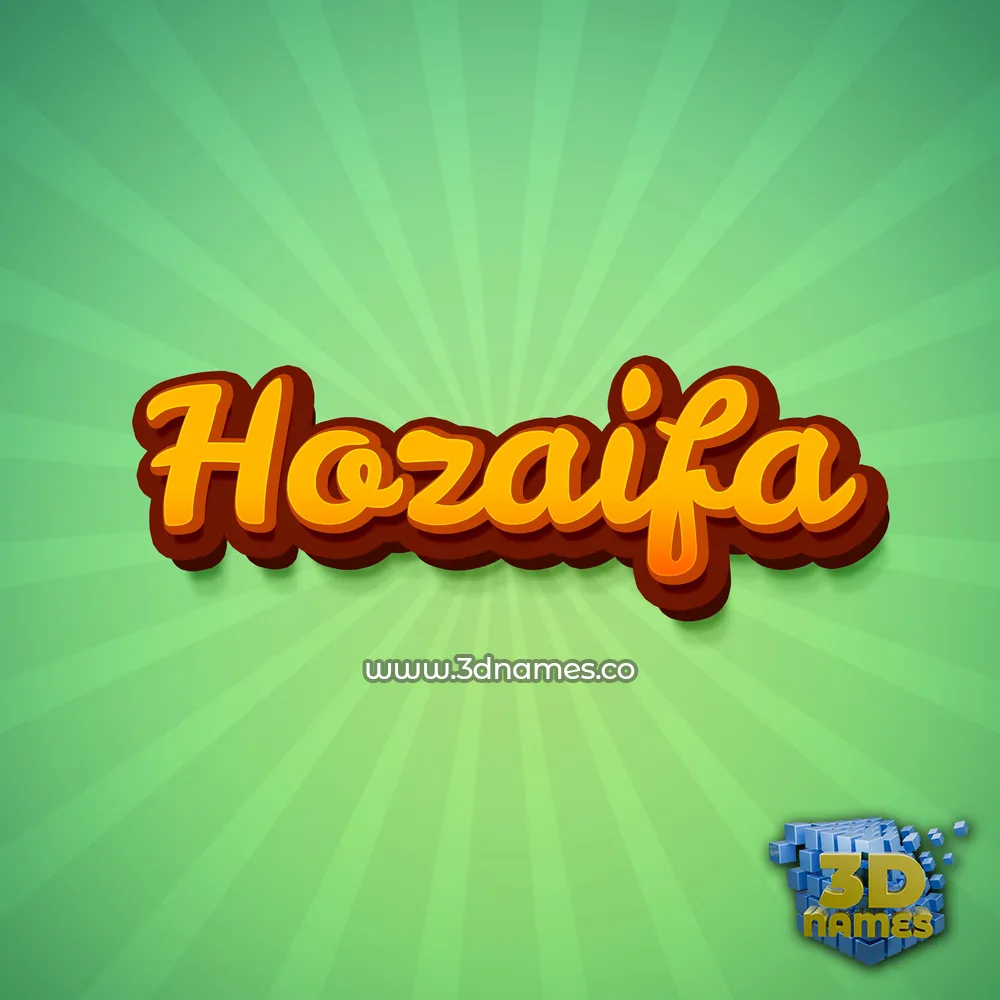 hozaifa in Green Rays style - 3D name wallpaper