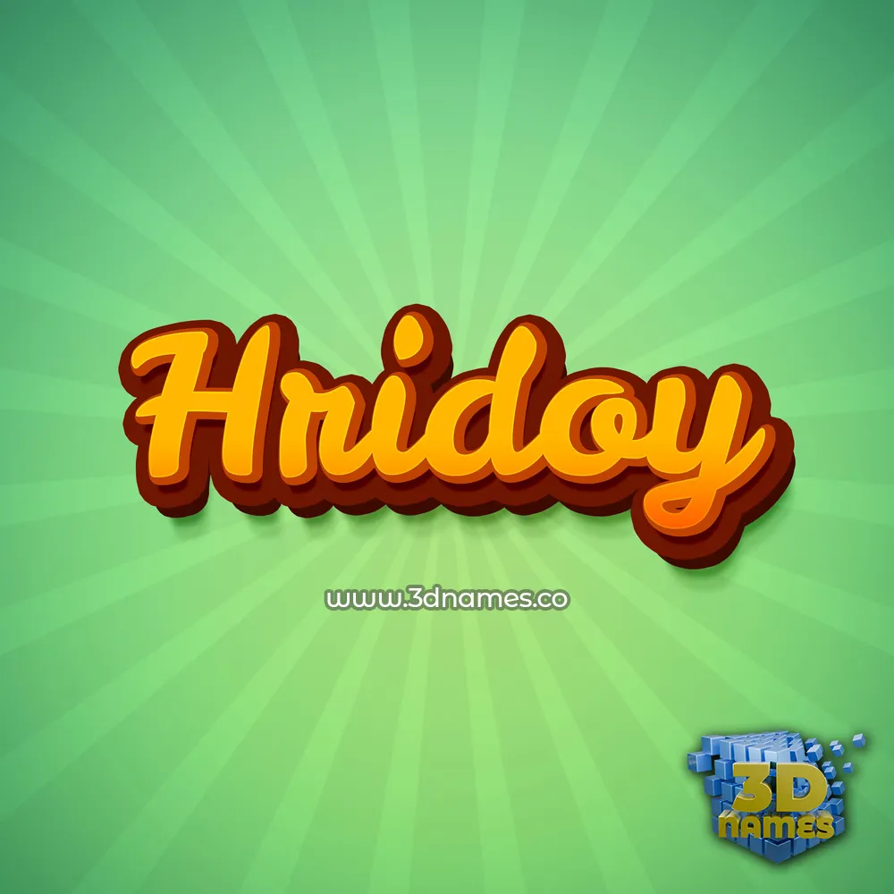 hridoy in Green Rays style - 3D name wallpaper