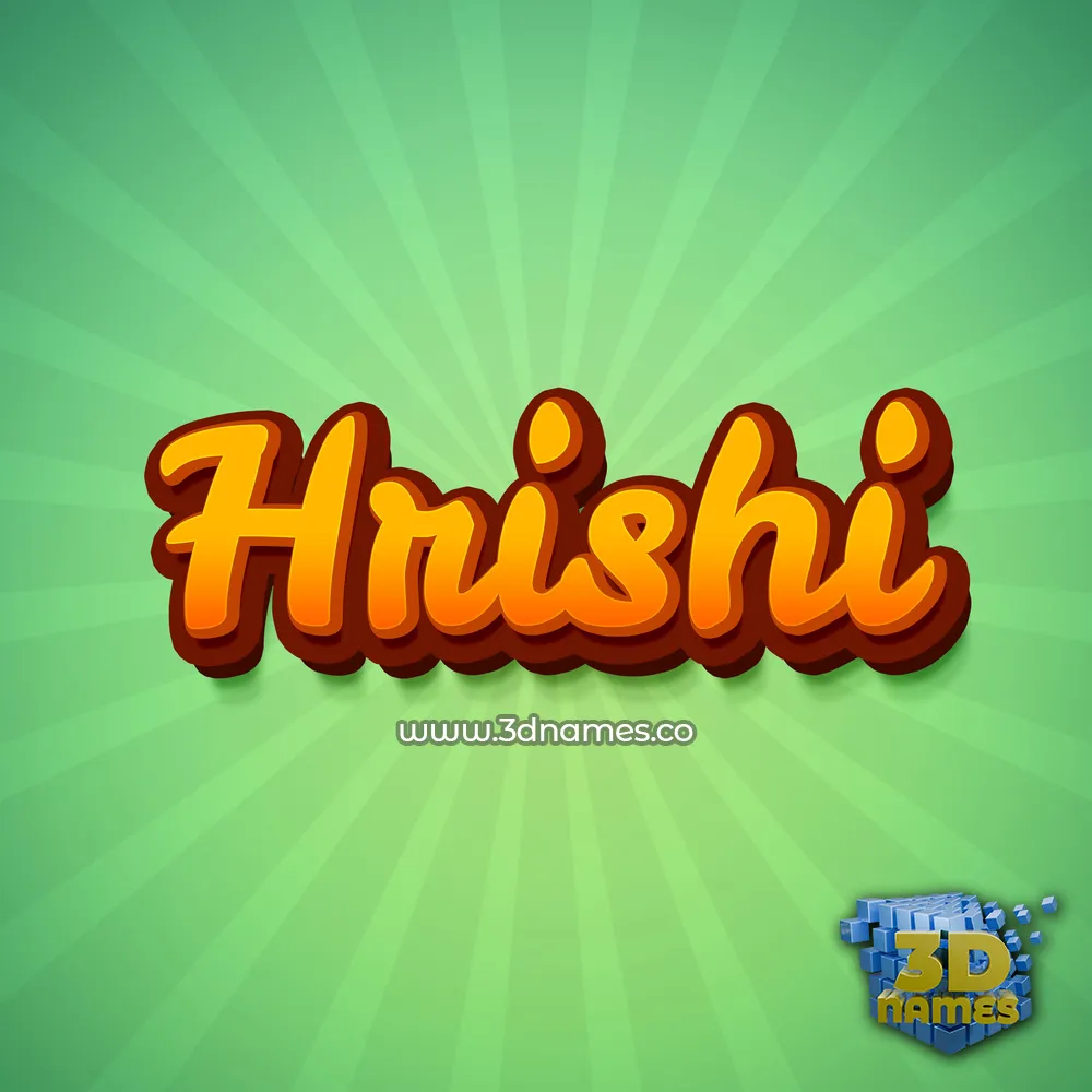 hrishi in Green Rays style - 3D name wallpaper