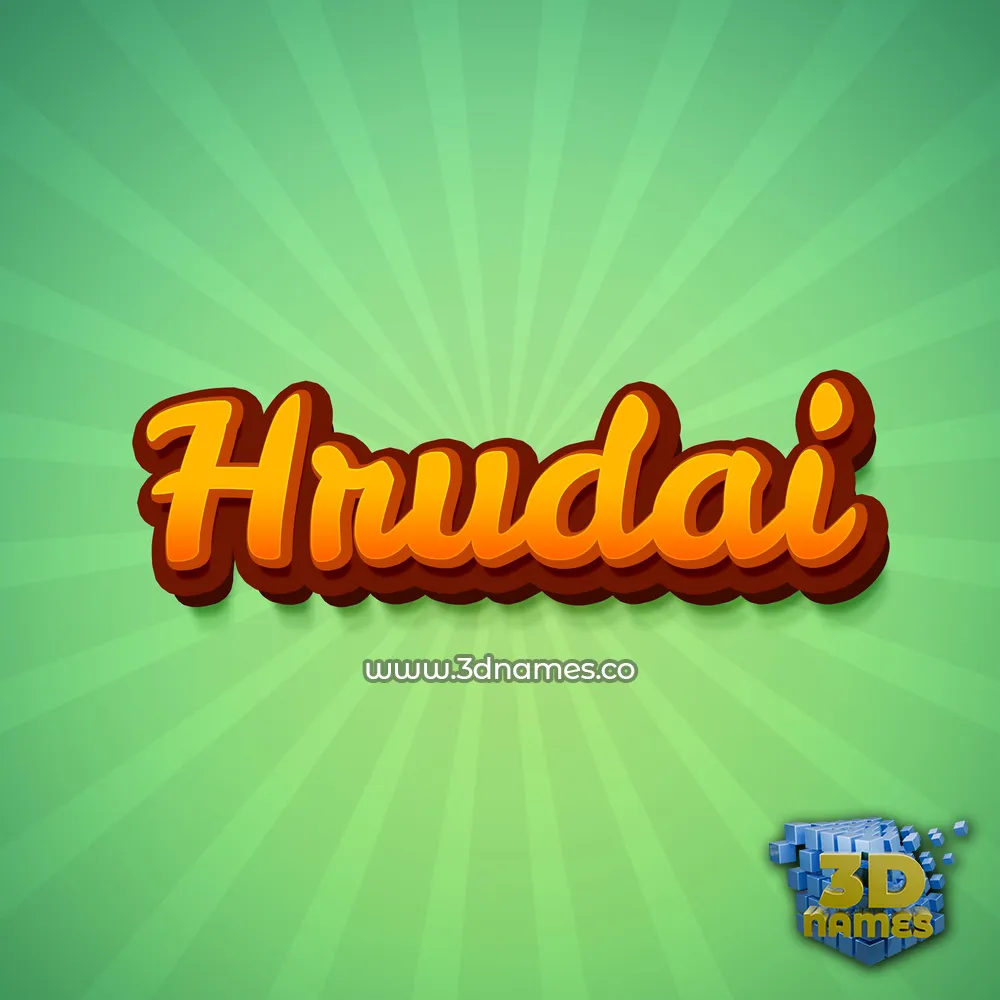 hrudai in Green Rays style - 3D name wallpaper