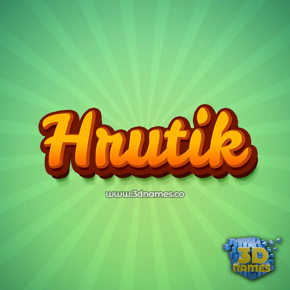 hrutik in Green Rays style - 3D name wallpaper