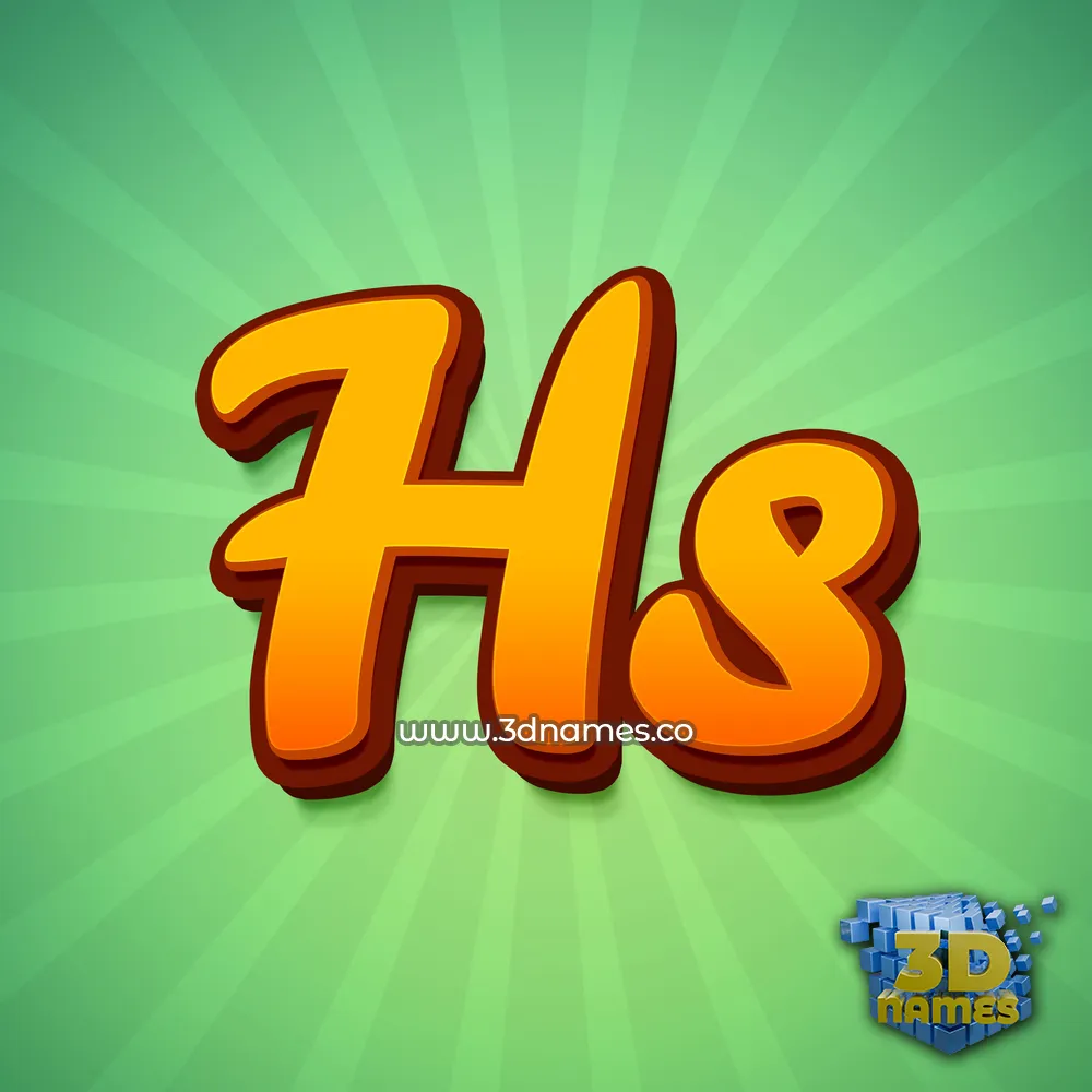 hs in Green Rays style - 3D name wallpaper
