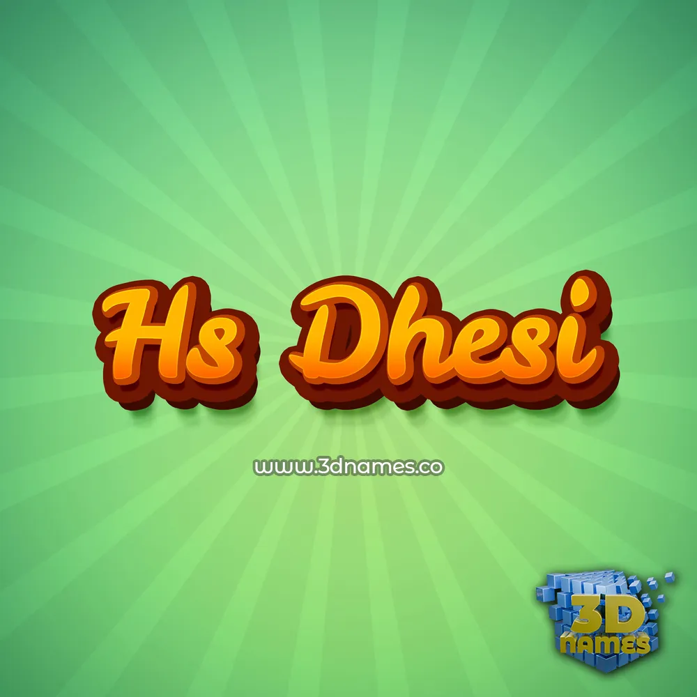hs dhesi in Green Rays style - 3D name wallpaper