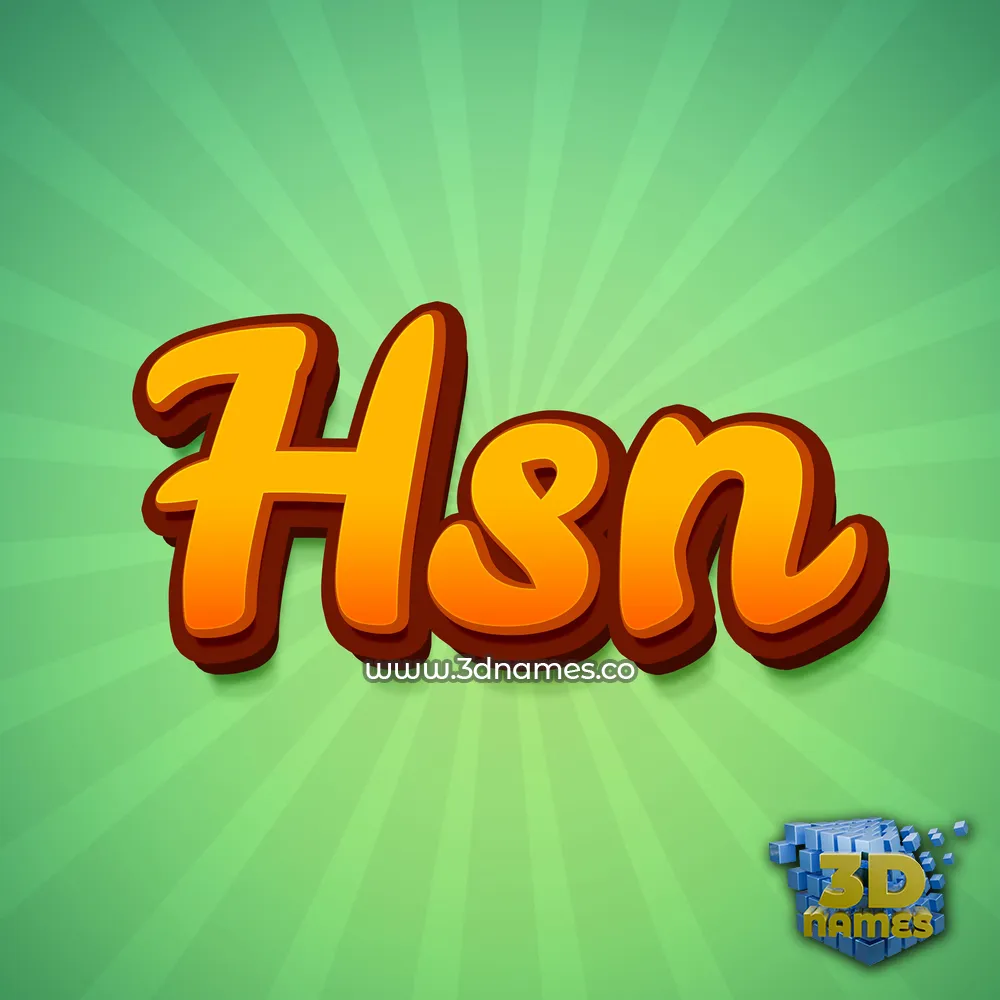 hsn in Green Rays style - 3D name wallpaper