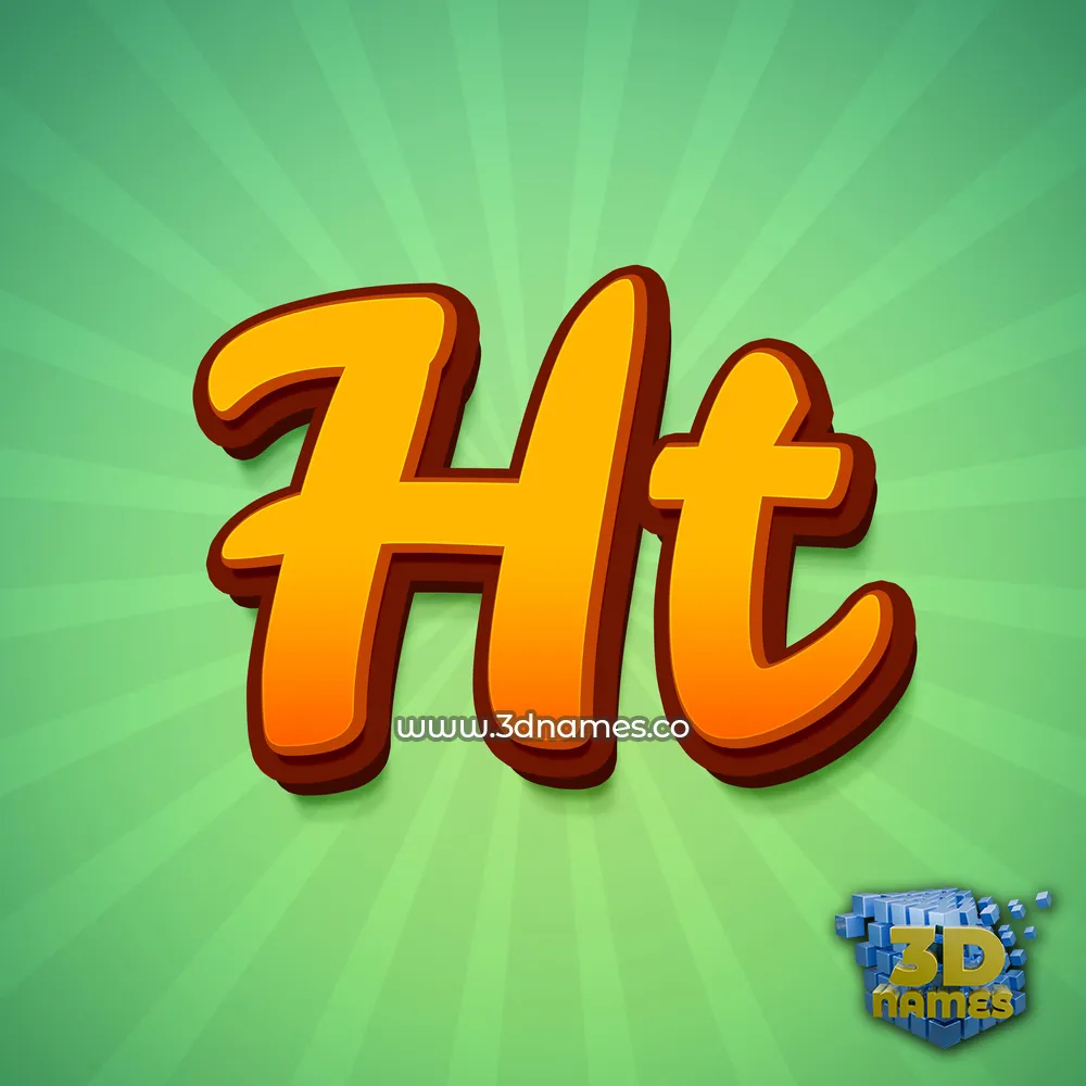 ht in Green Rays style - 3D name wallpaper