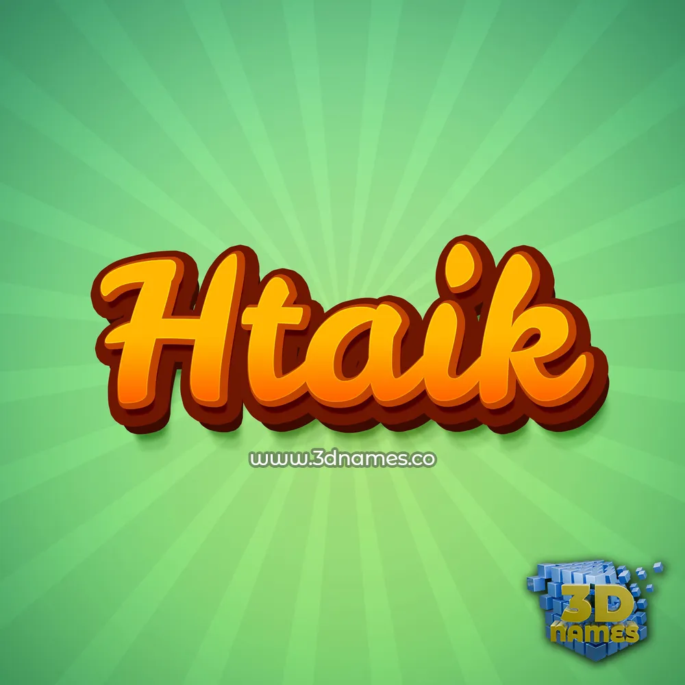 htaik in Green Rays style - 3D name wallpaper