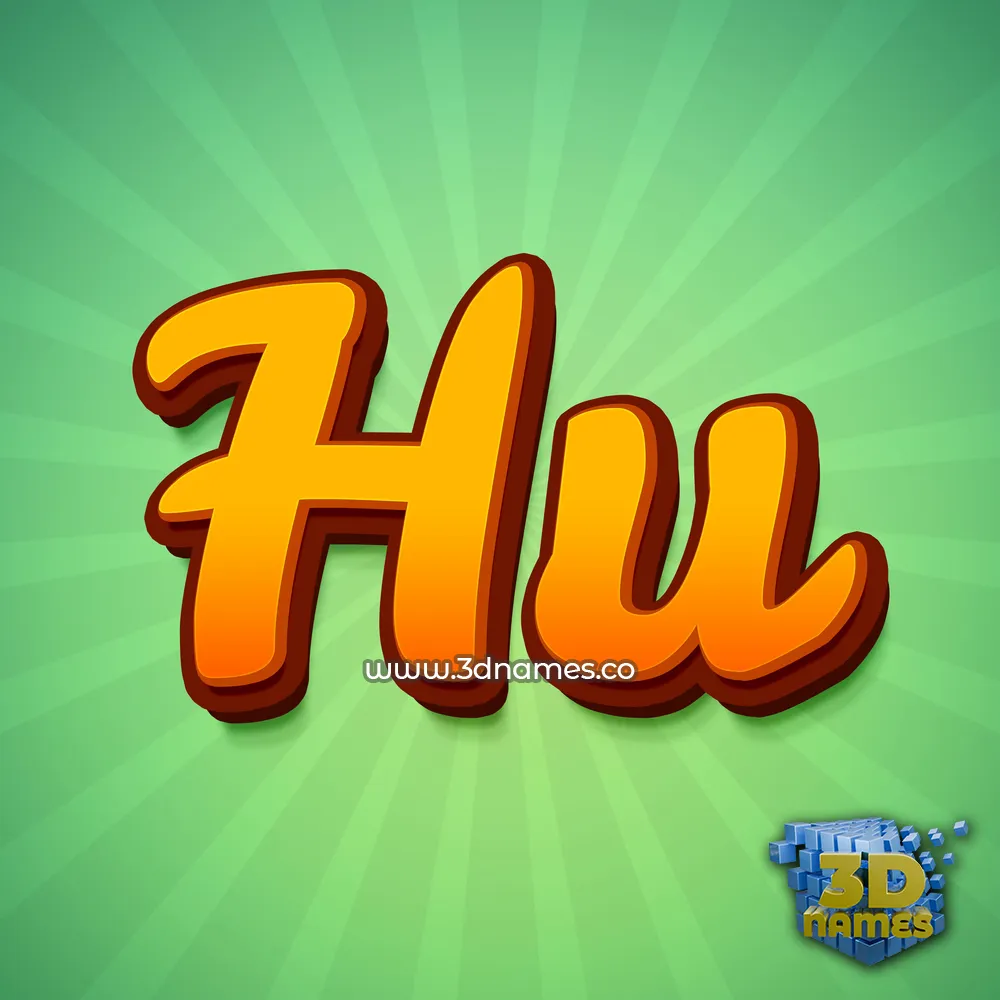 hu in Green Rays style - 3D name wallpaper