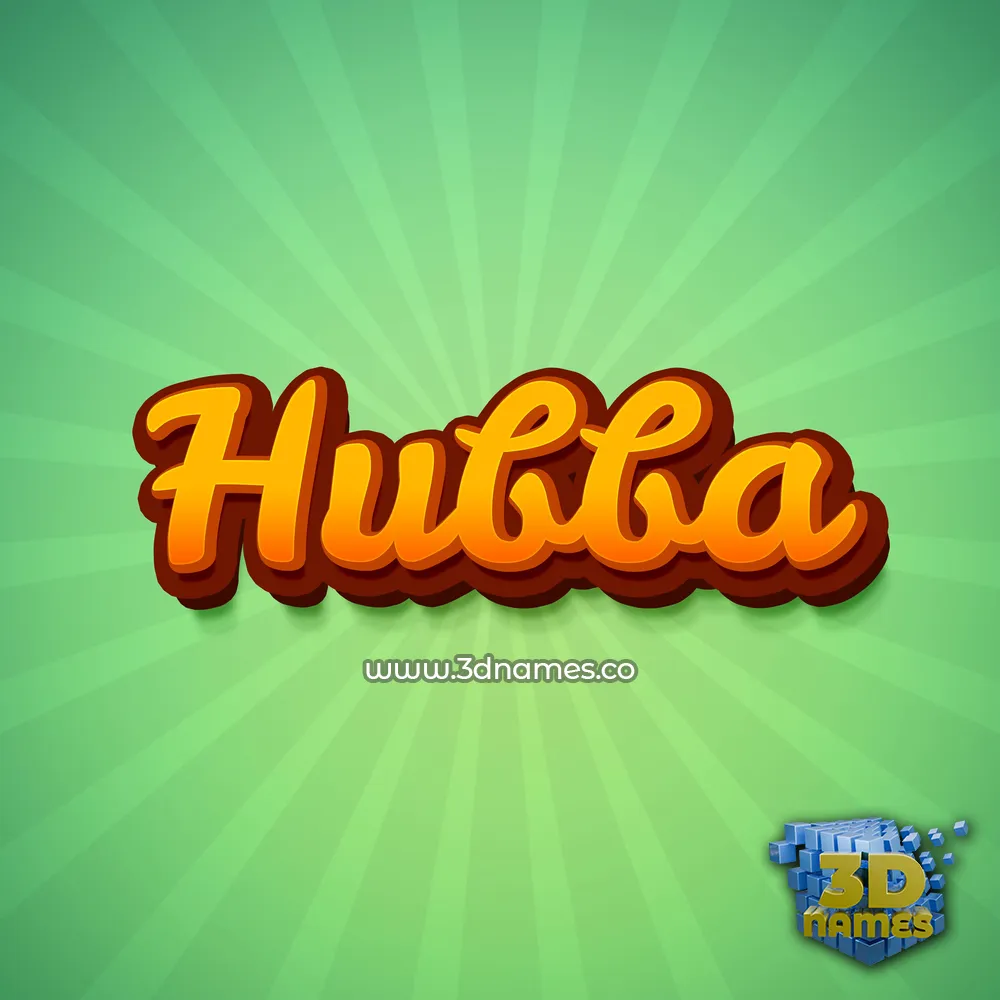 hubba in Green Rays style - 3D name wallpaper