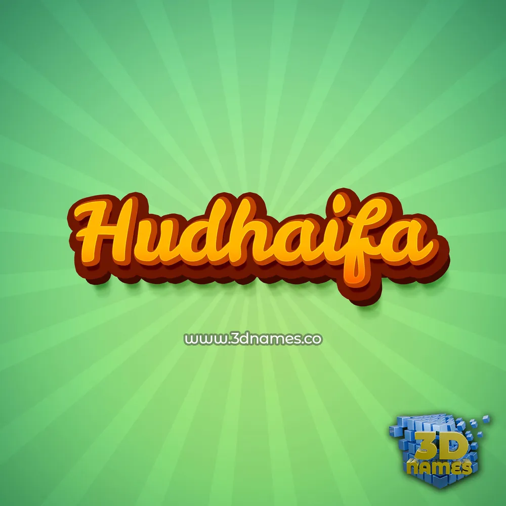 hudhaifa in Green Rays style - 3D name wallpaper