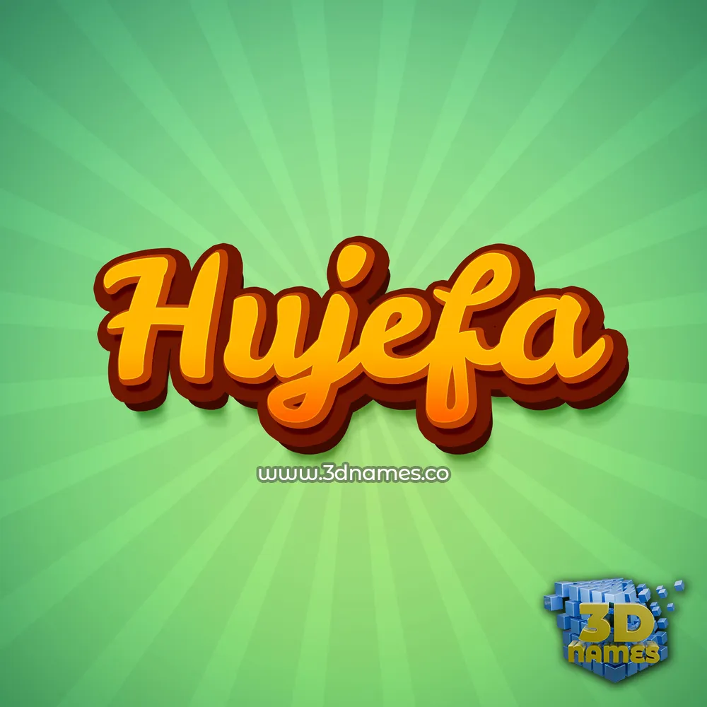 hujefa in Green Rays style - 3D name wallpaper