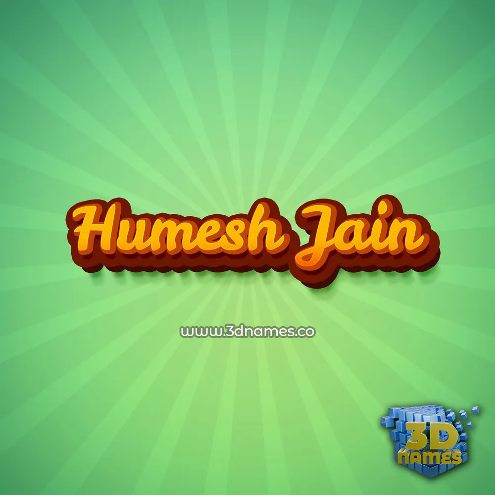 humesh jain in Green Rays style - 3D name wallpaper