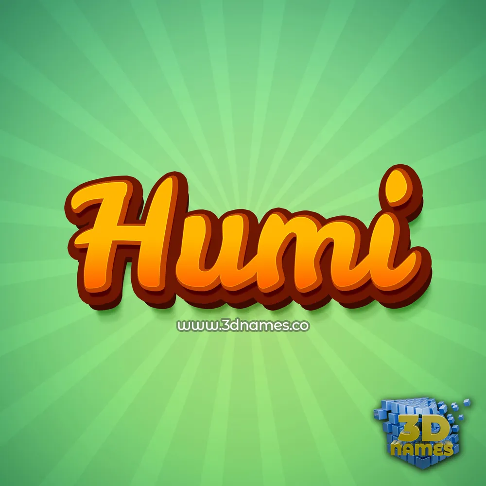 humi in Green Rays style - 3D name wallpaper