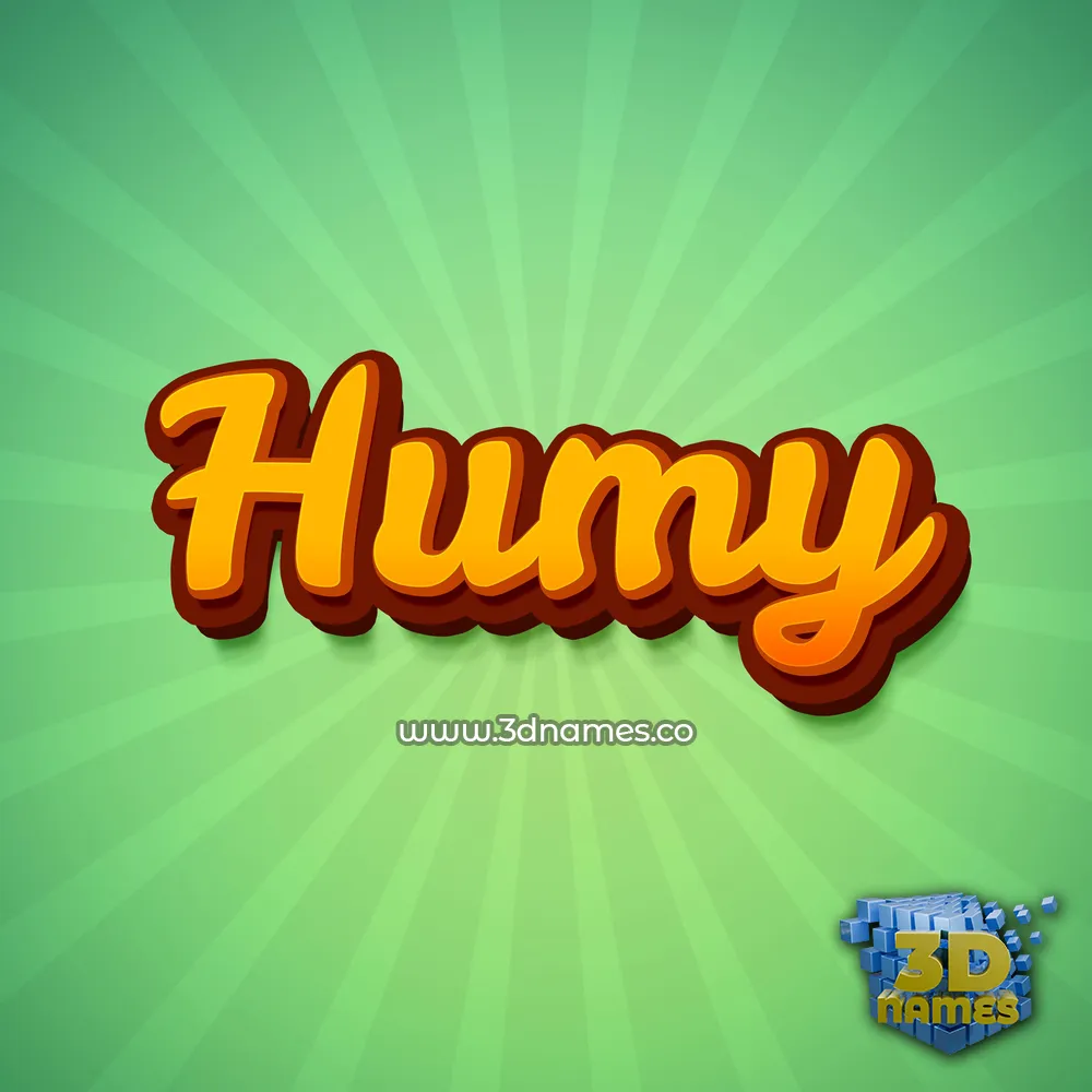 humy in Green Rays style - 3D name wallpaper