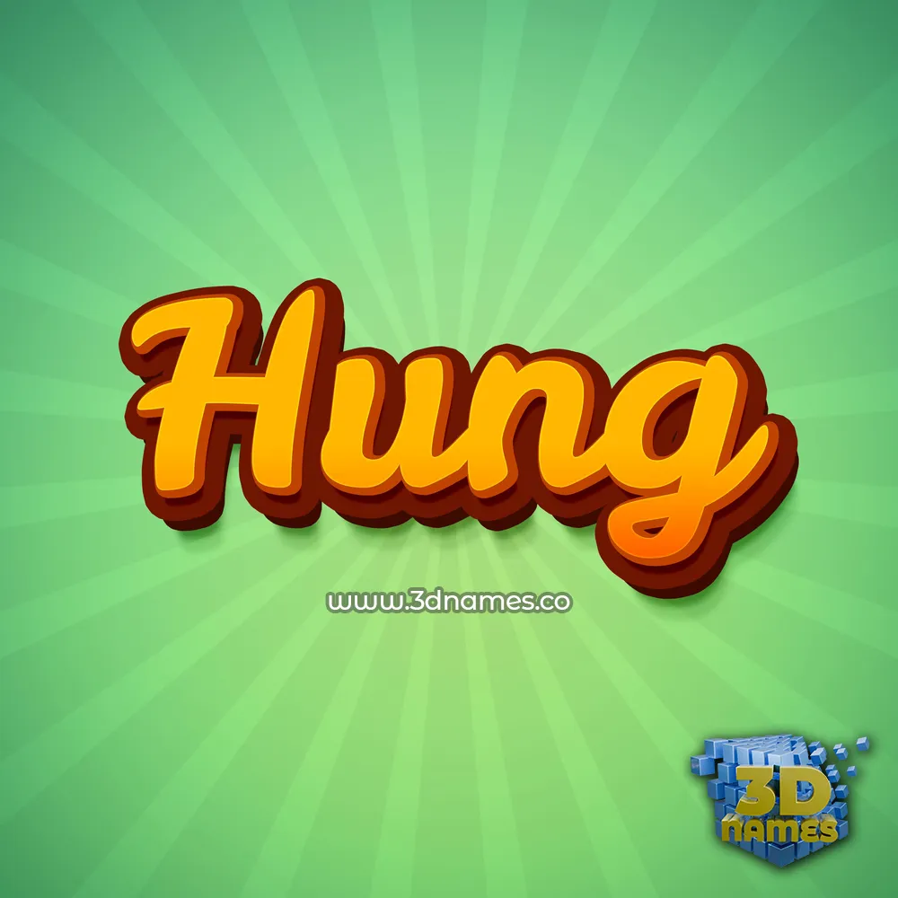 hung in Green Rays style - 3D name wallpaper