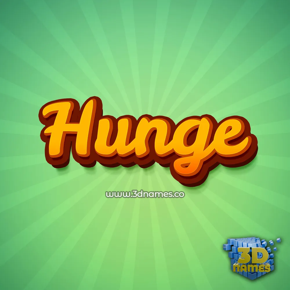 hunge in Green Rays style - 3D name wallpaper