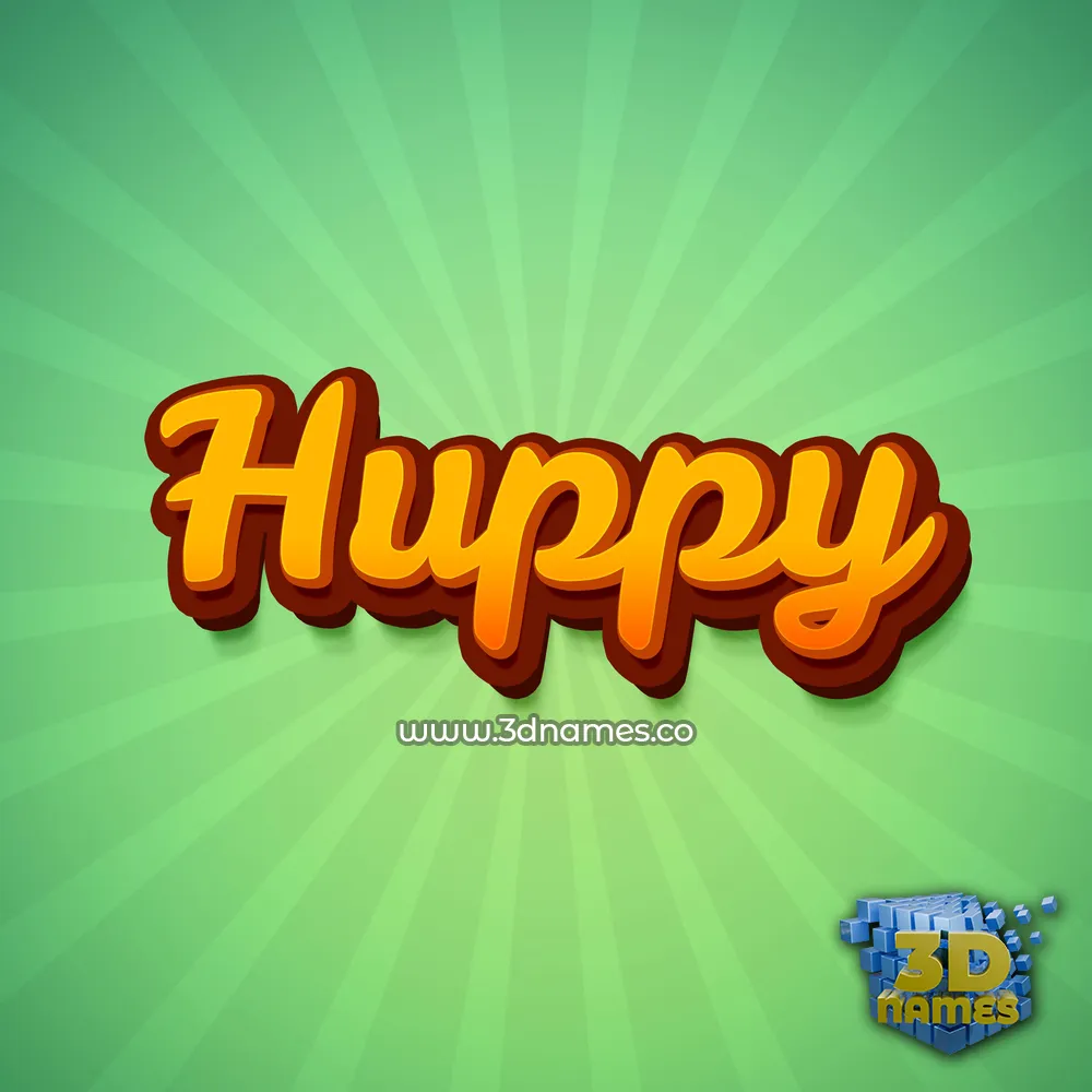 huppy in Green Rays style - 3D name wallpaper
