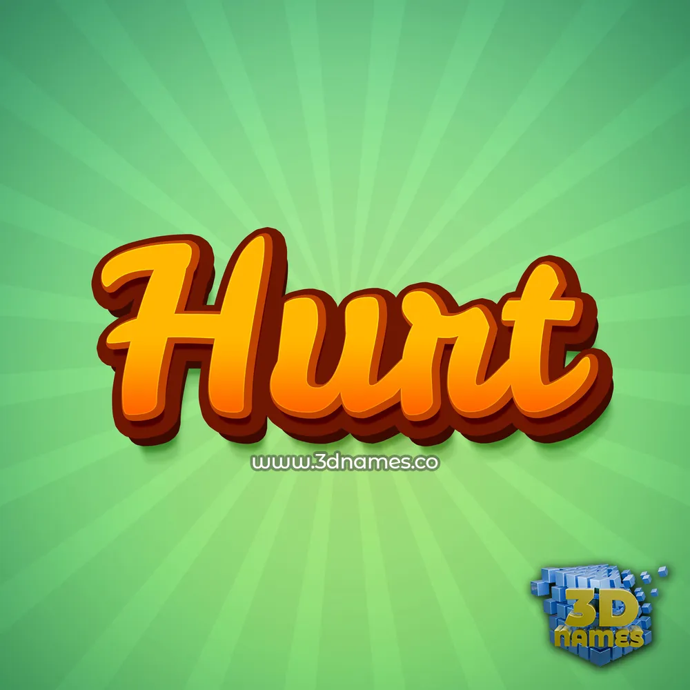hurt in Green Rays style - 3D name wallpaper