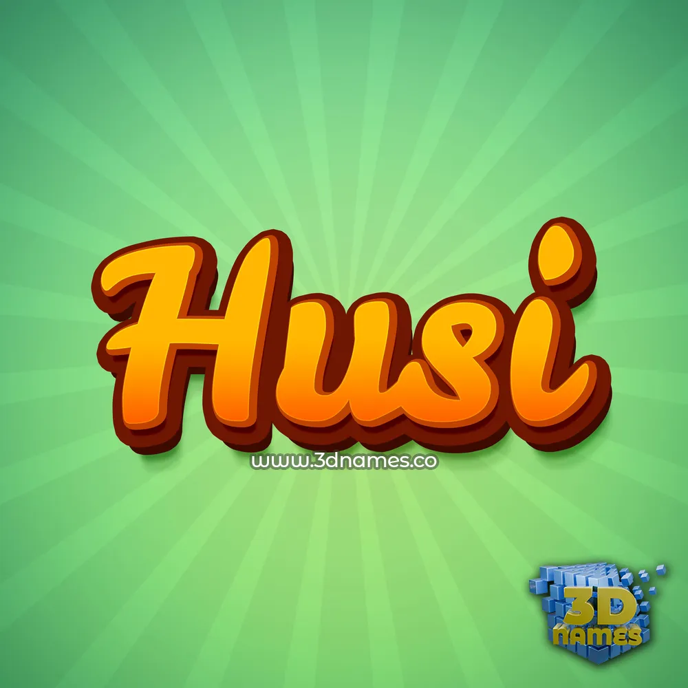 husi in Green Rays style - 3D name wallpaper