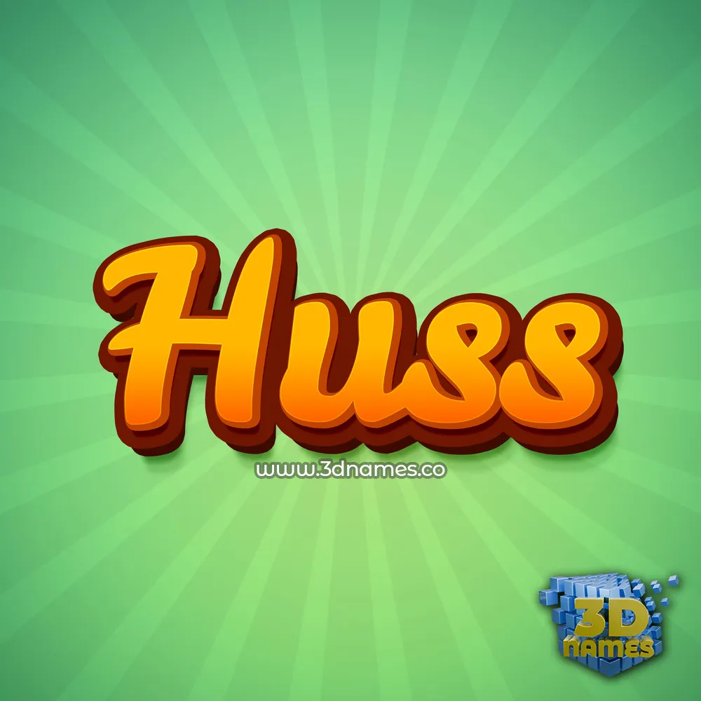 huss in Green Rays style - 3D name wallpaper