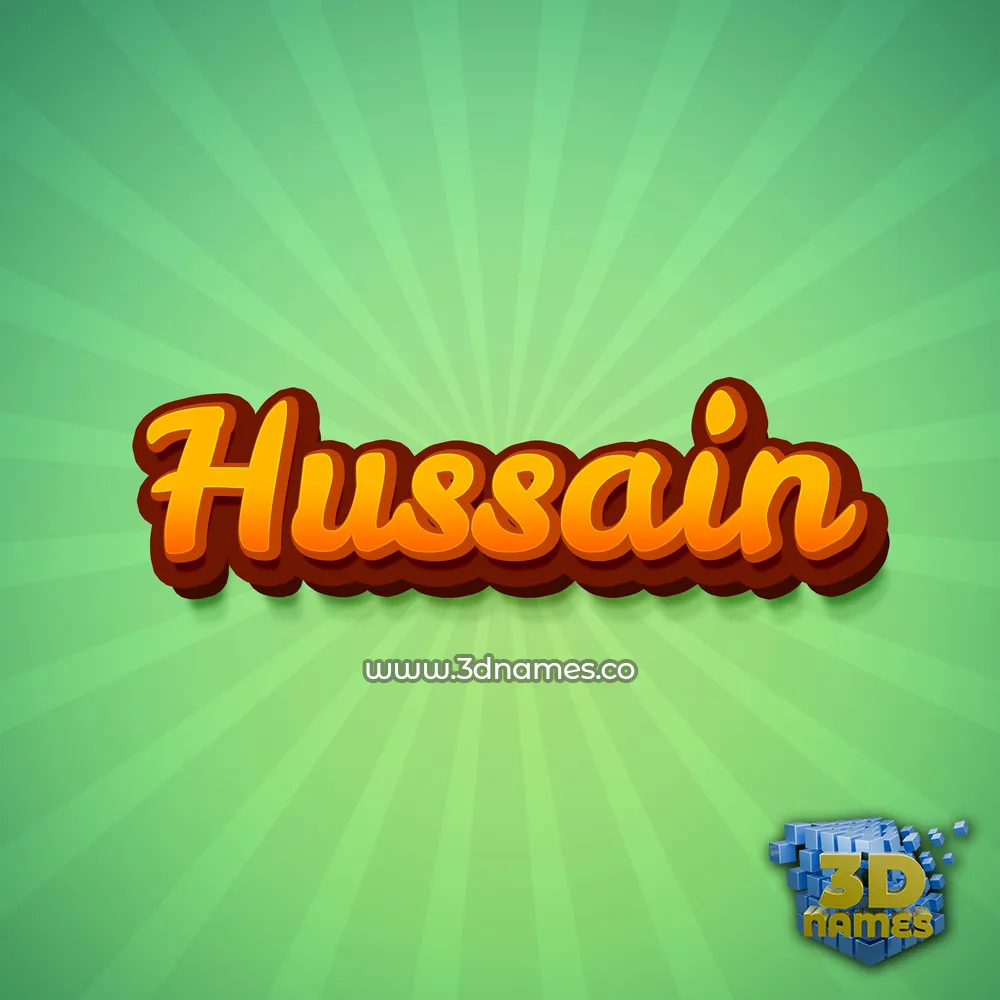 hussain in Green Rays style - 3D name wallpaper