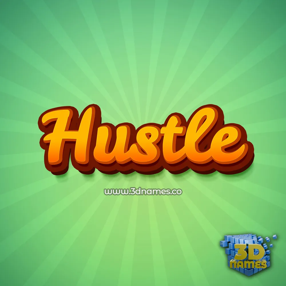 hustle in Green Rays style - 3D name wallpaper