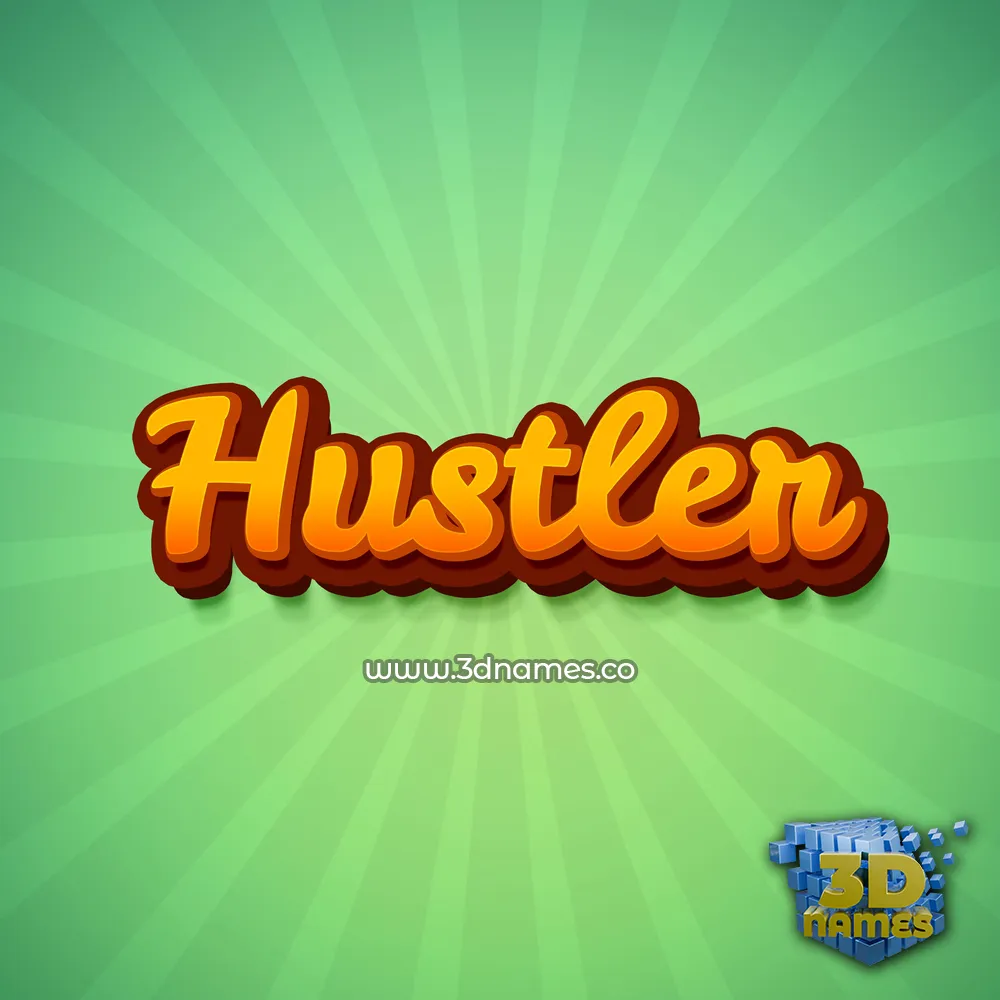 hustler in Green Rays style - 3D name wallpaper