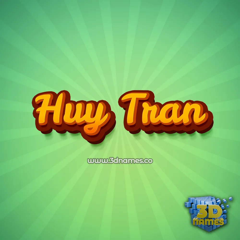 huy tran in Green Rays style - 3D name wallpaper