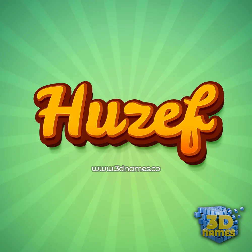huzef in Green Rays style - 3D name wallpaper