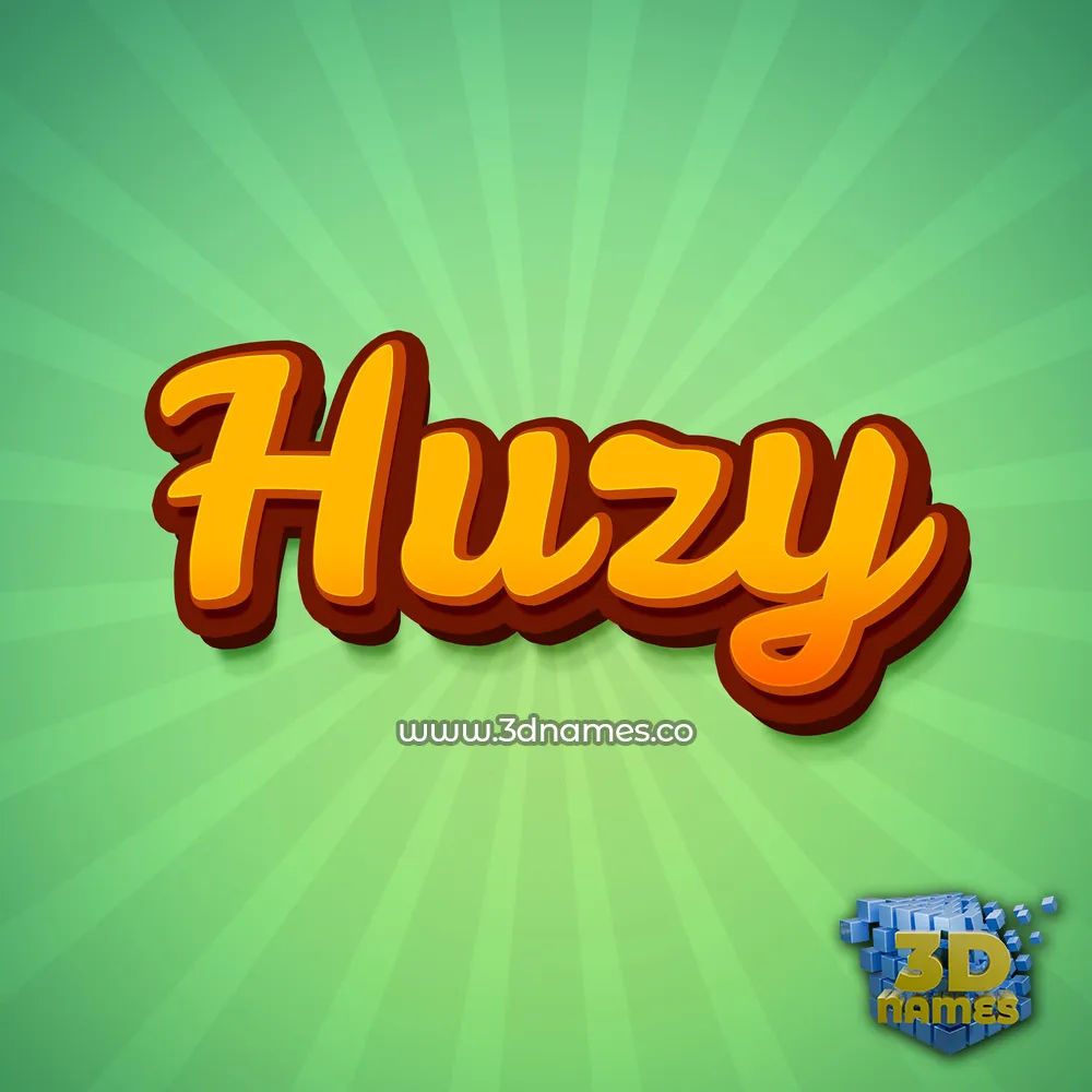 huzy in Green Rays style - 3D name wallpaper
