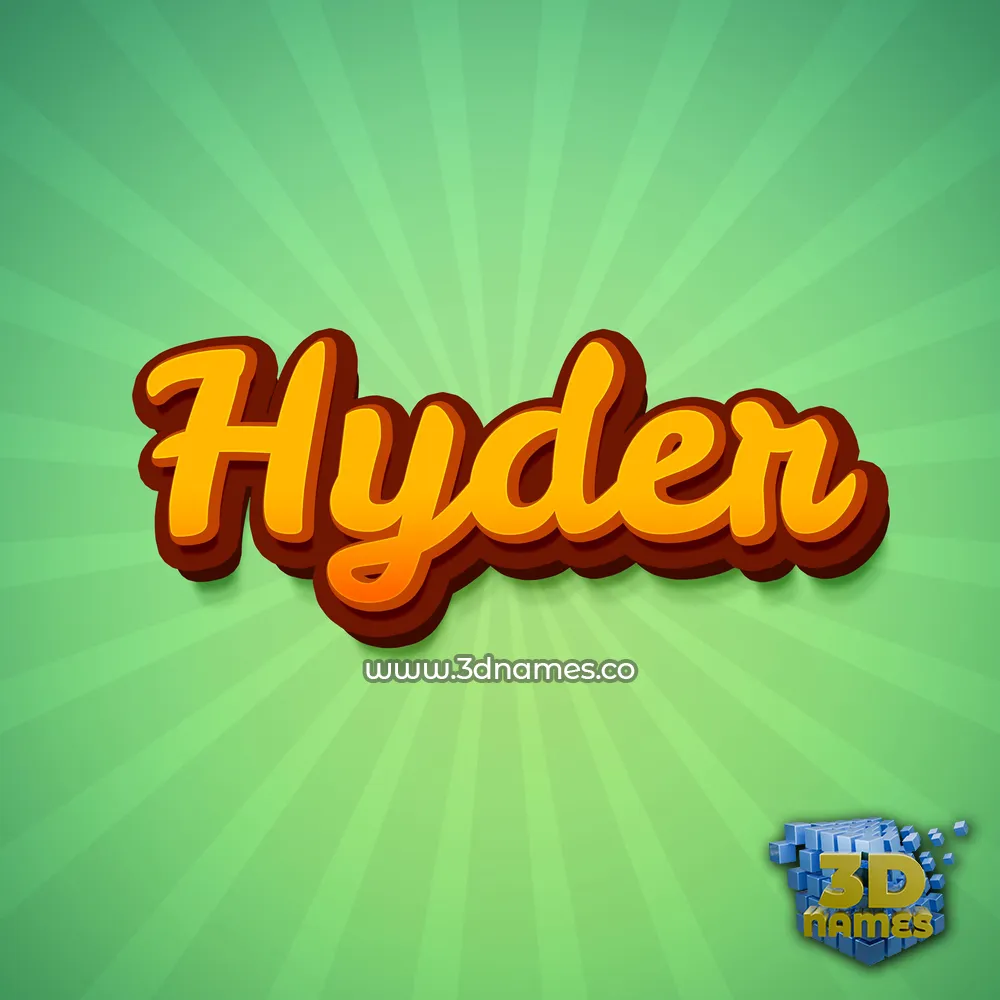 hyder in Green Rays style - 3D name wallpaper