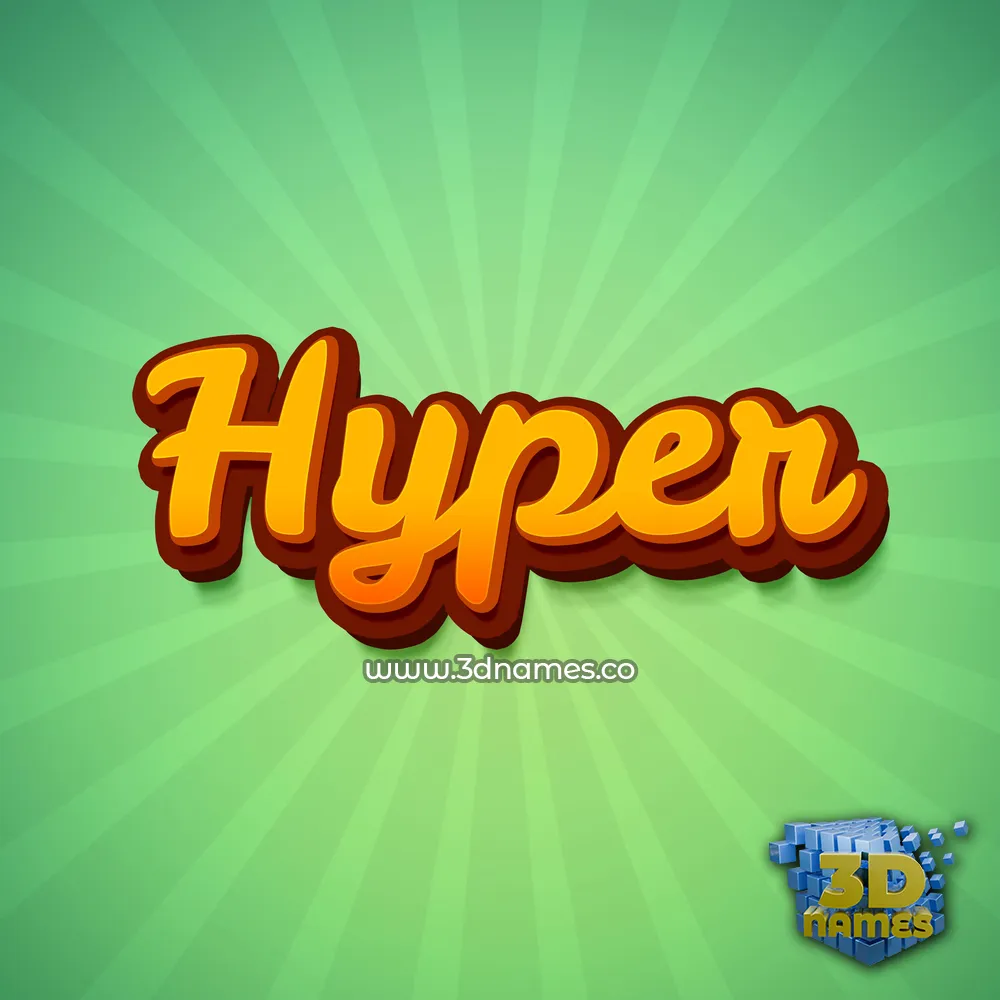 hyper in Green Rays style - 3D name wallpaper