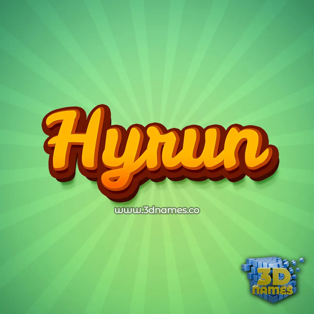 hyrun in Green Rays style - 3D name wallpaper