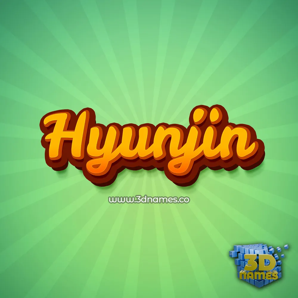 hyunjin in Green Rays style - 3D name wallpaper