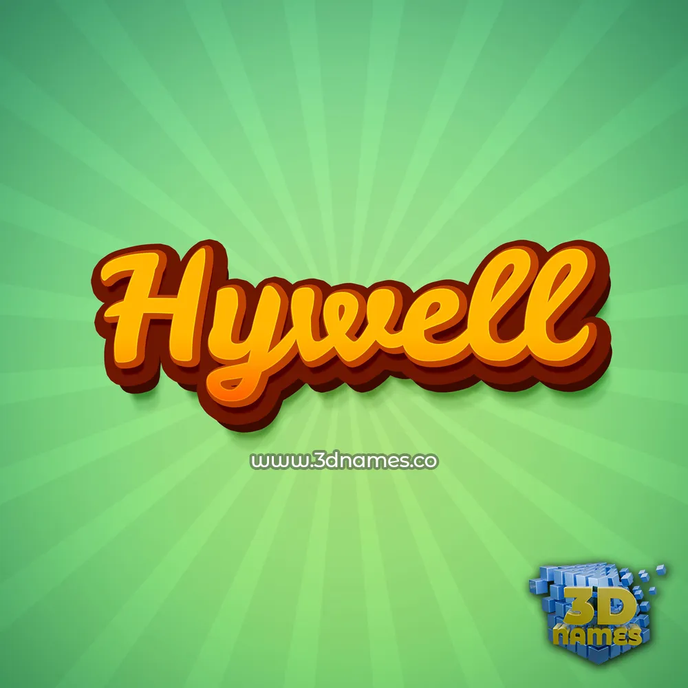 hywell in Green Rays style - 3D name wallpaper