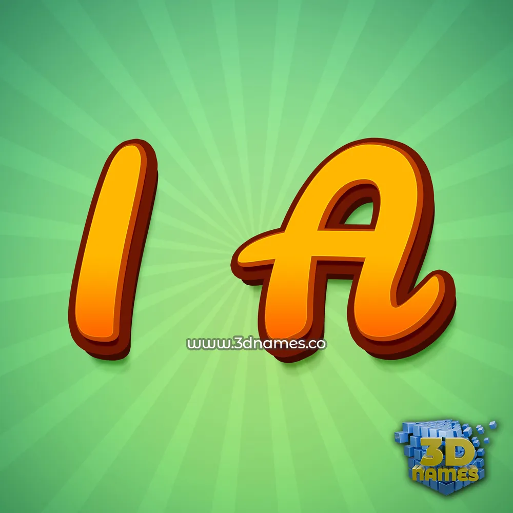 i a in Green Rays style - 3D name wallpaper