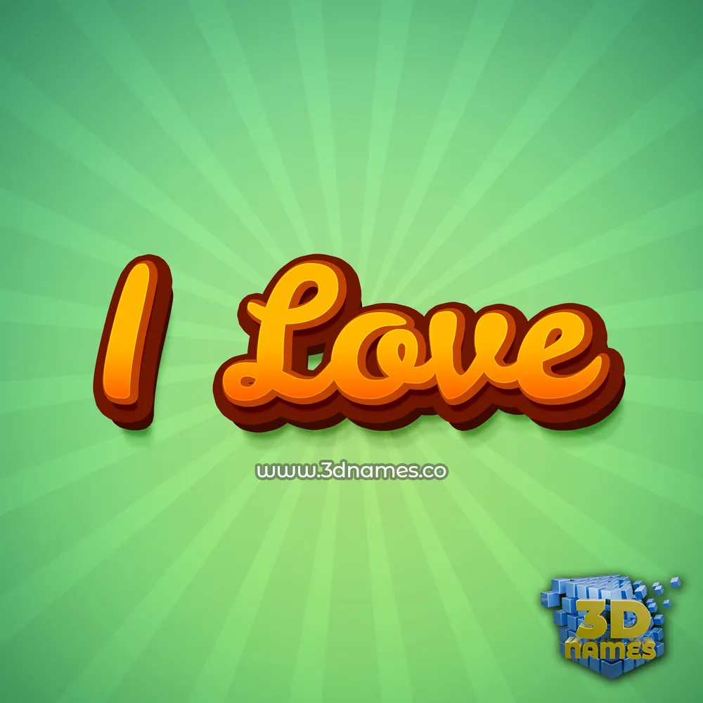 i love in Green Rays style - 3D name wallpaper